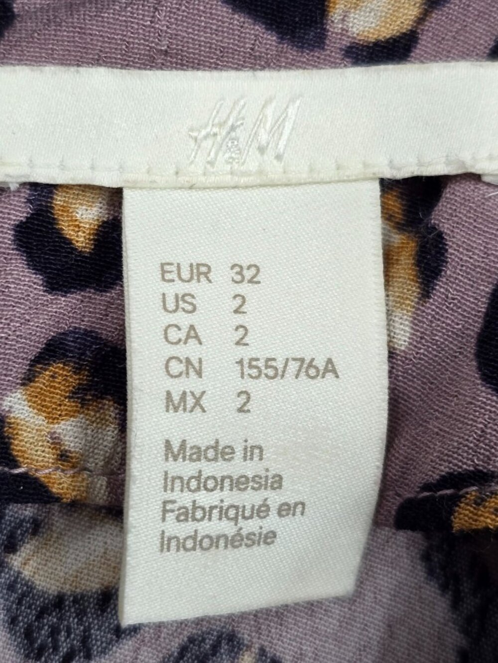 H&M Leopard Print Long Sleeve Mini Dress Size 2 - Picture 2 of 4